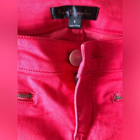 Fire Los Angeles Hot Pink Slim Pants with Zip Details - Picture 3 of 3